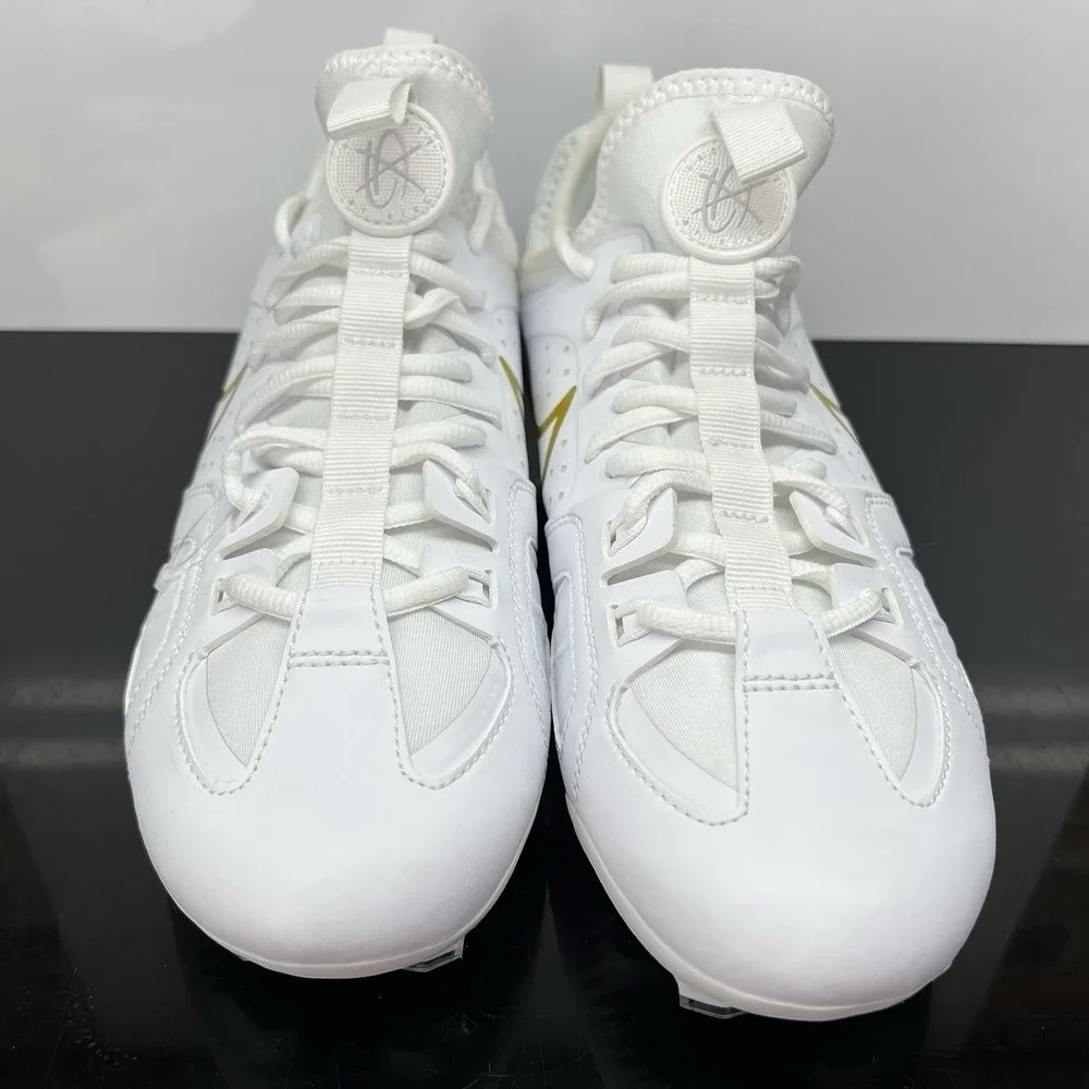 Nike Huarache 9 LAX SAMPLE White Gold Lacrosse Cleats FD0090-100 Men Size 8